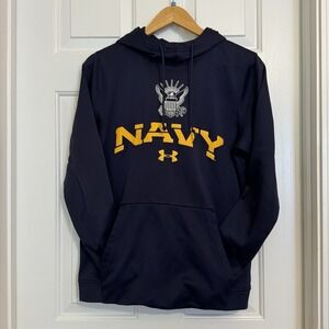 Under Armour Coldgear Loose Fit NAVY Hooded Sweatshirt‎ Adult Unisex Size Small
